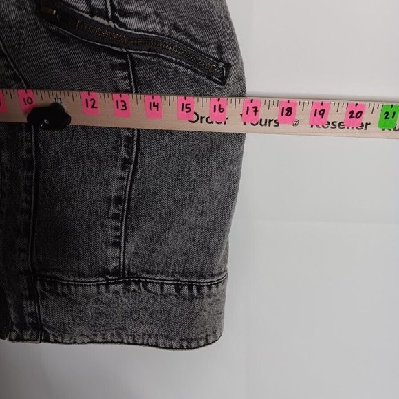 Free People Johnny Black Denim Mini Dress Acid Wash Fitted size 2 - Picture 8 of 12